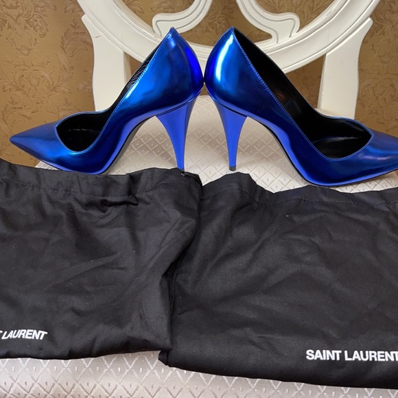 Blue metallic Saint  Laurent heels - Picture 4 of 11